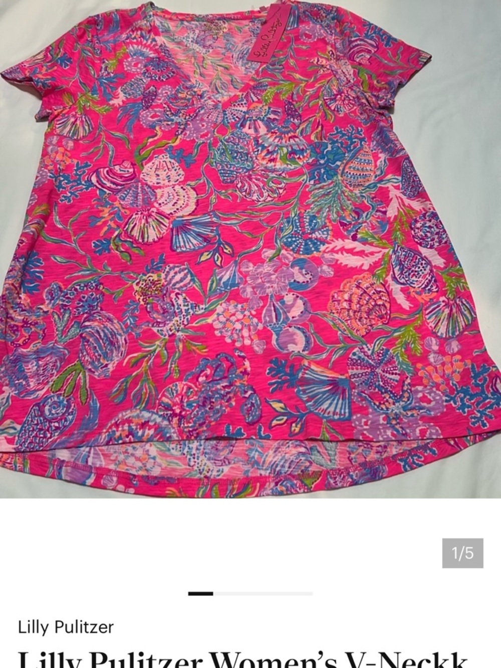 Lilly Pulitzer Women’s V-Neck T-Shirt 100% Cotton size M NWT